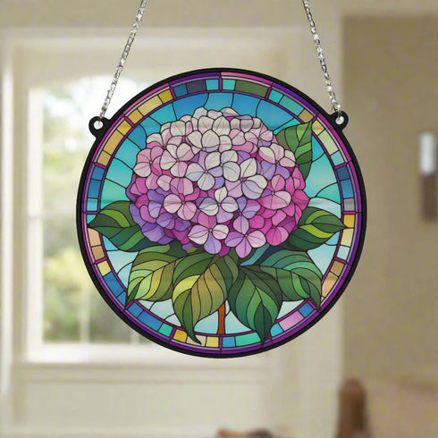 Hydrangea Stained Glass Effect Suncatcher